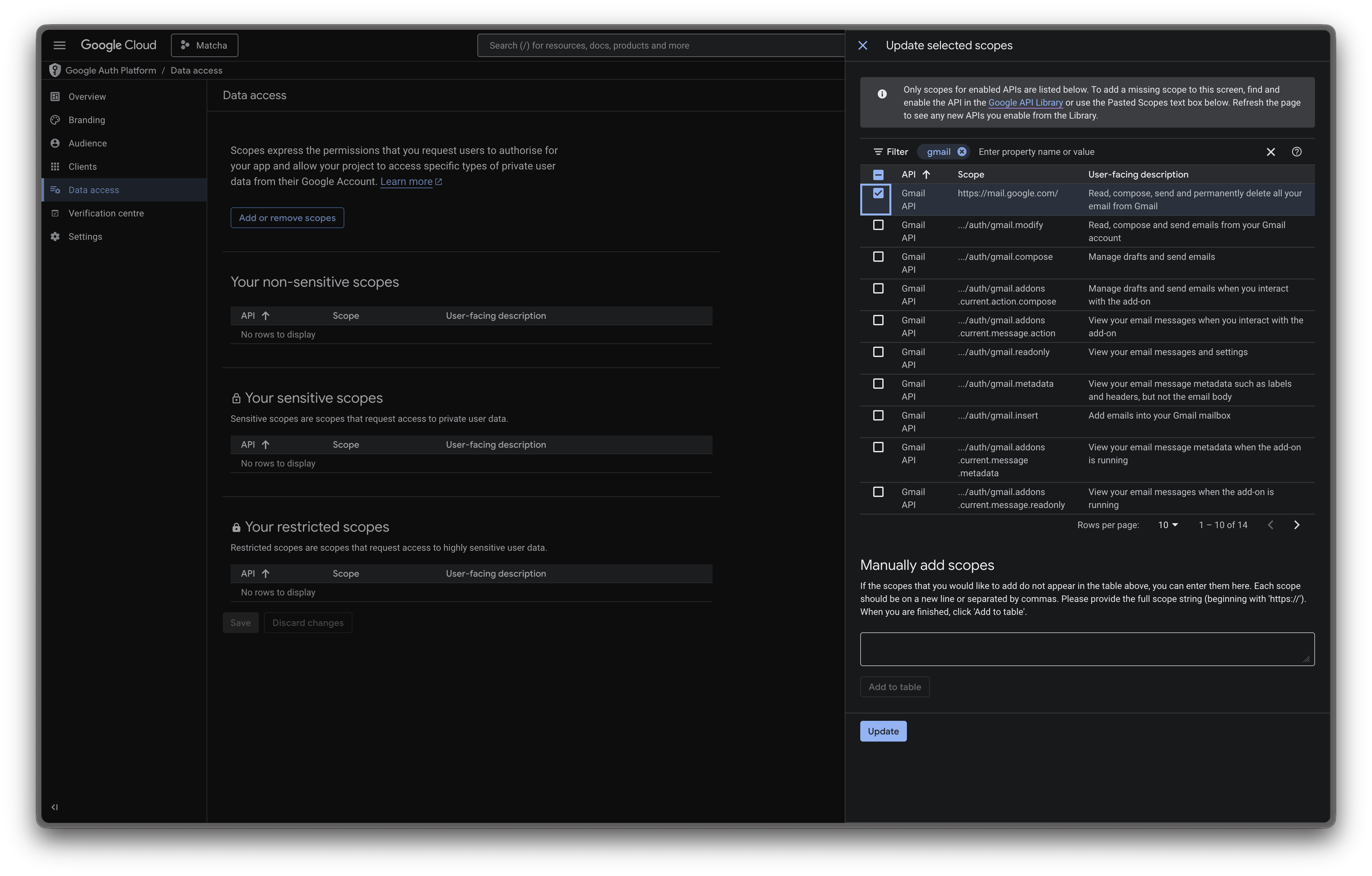 OAuth consent screen