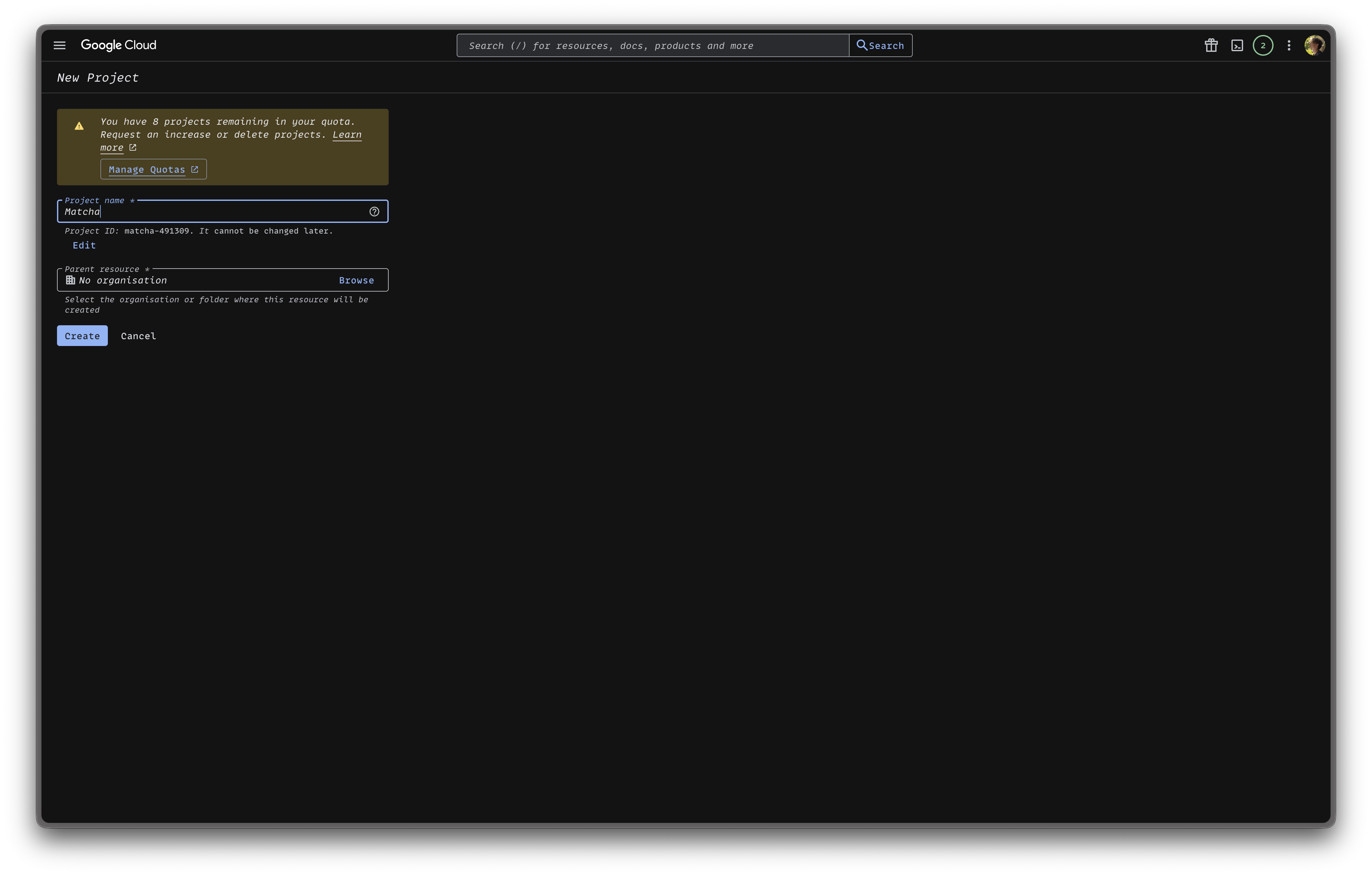 Create Google Cloud project