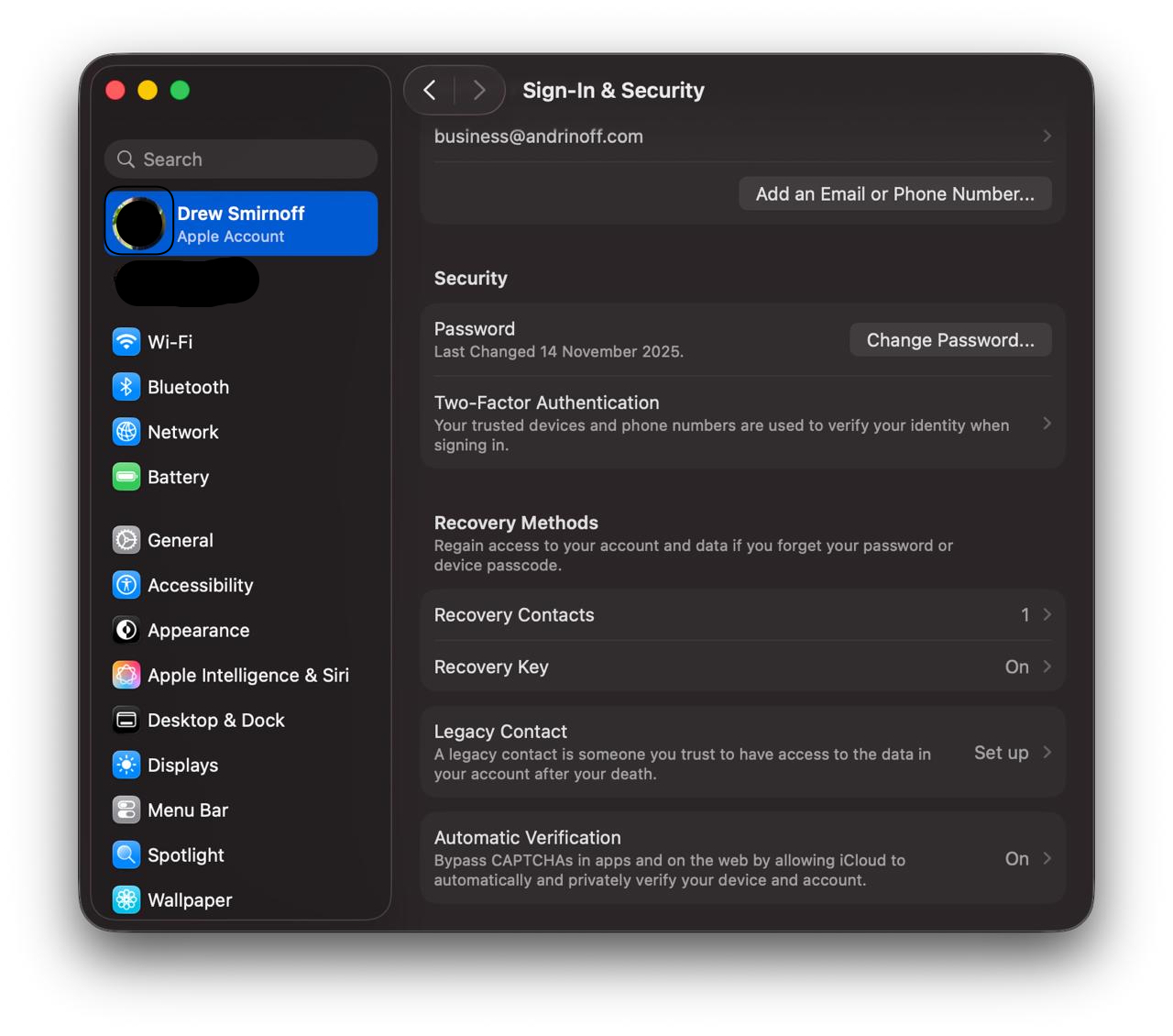 MacOS settings